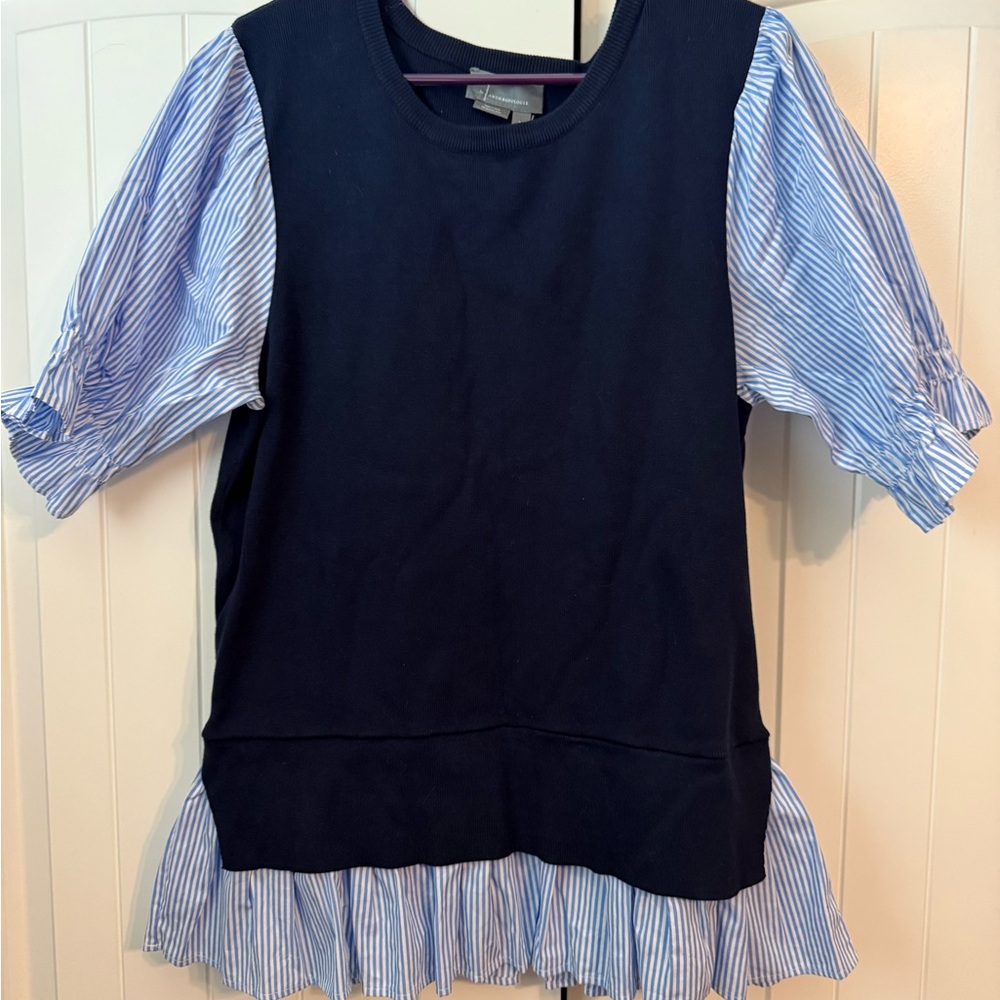 Anthropologie Navy and Blue Women’s  Blouse